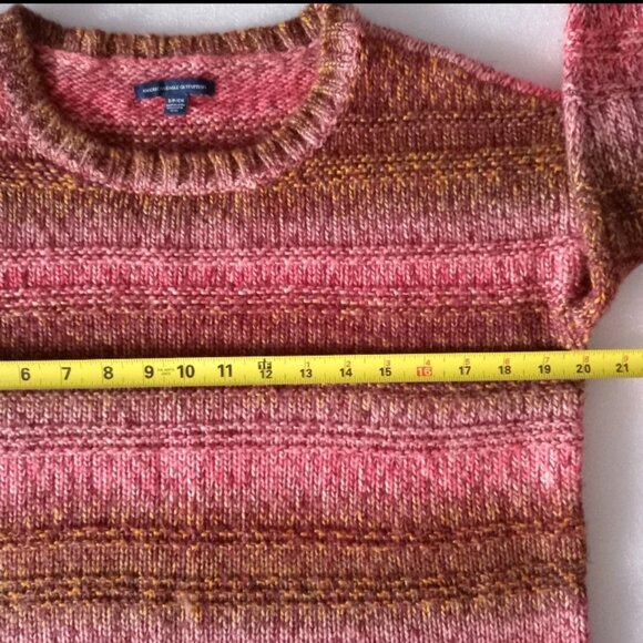 AEO Knit Sweater Colorful Striped Soft Cozy Textured Casual Pullover Sz S - Picture 3 of 7